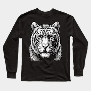 Tiger's head in linear style art Long Sleeve T-Shirt